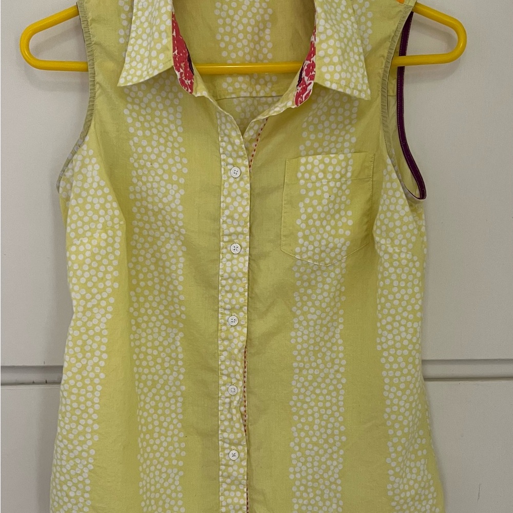 Yellow Polka Dot Sleeveless Blouse